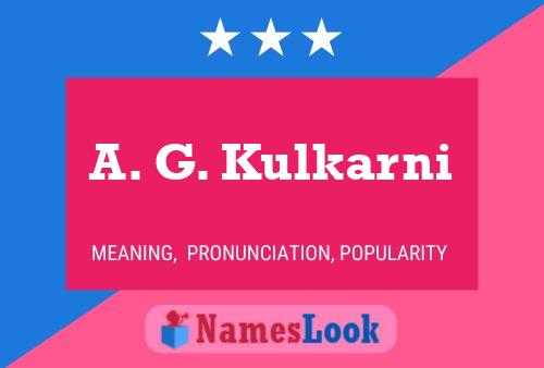 A. G. Kulkarni Name Poster