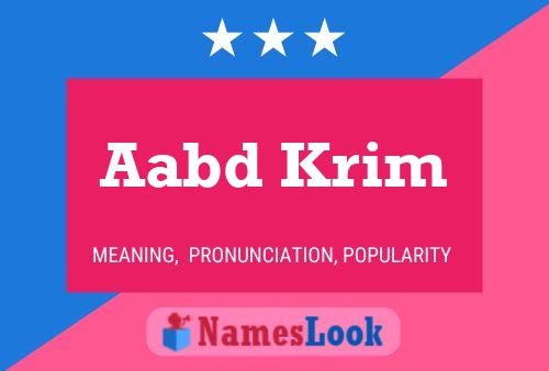 Aabd Krim Name Poster