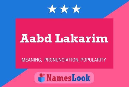 Aabd Lakarim Name Poster