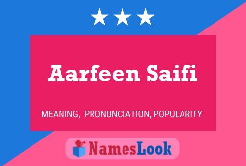 Aarfeen Saifi Name Poster