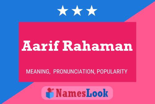 Aarif Rahaman Name Poster