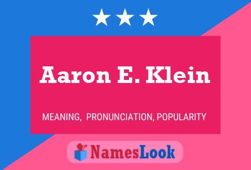 Aaron E. Klein Name Poster