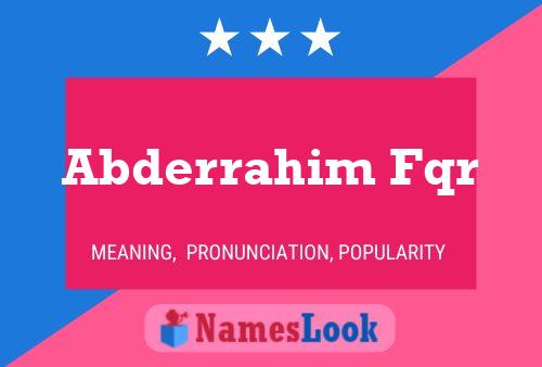 Abderrahim Fqr Name Poster