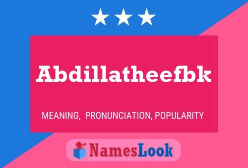 Abdillatheefbk Name Poster