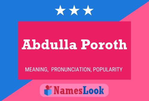 Abdulla Poroth Name Poster