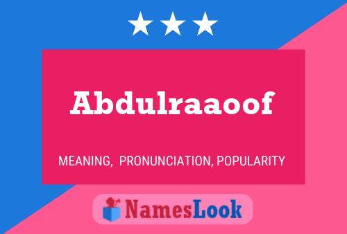 Abdulraaoof Name Poster