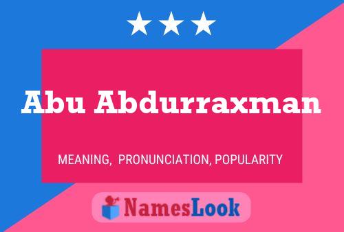 Abu Abdurraxman Name Poster