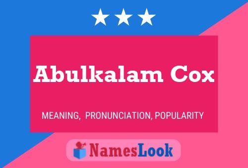 Abulkalam Cox Name Poster