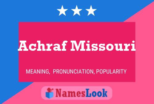 Achraf Missouri Name Poster