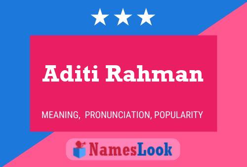 Aditi Rahman Name Poster