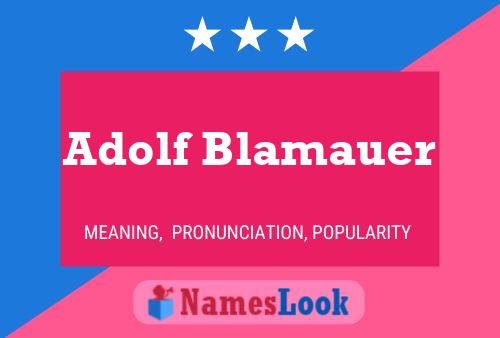 Adolf Blamauer Name Poster