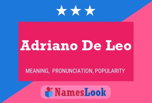 Adriano De Leo Name Poster