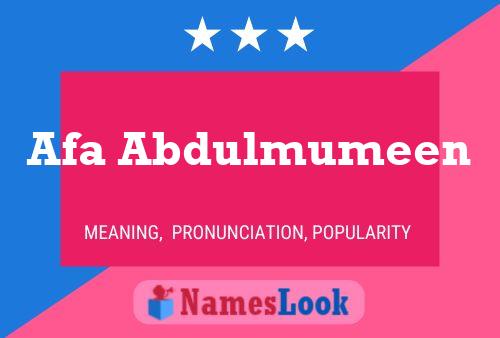 Afa Abdulmumeen Name Poster