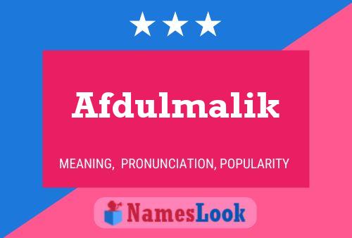 Afdulmalik Name Poster