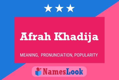 Afrah Khadija Name Poster