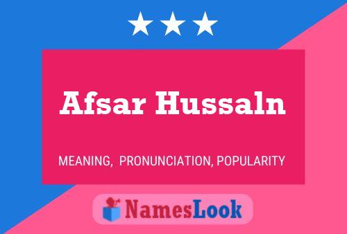 Afsar Hussaln Name Poster