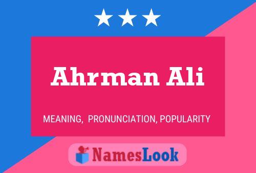 Ahrman Ali Name Poster