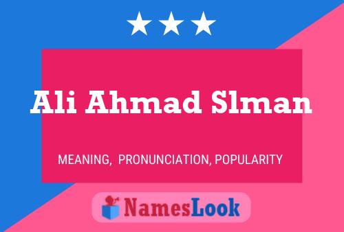 Ali Ahmad Slman Name Poster