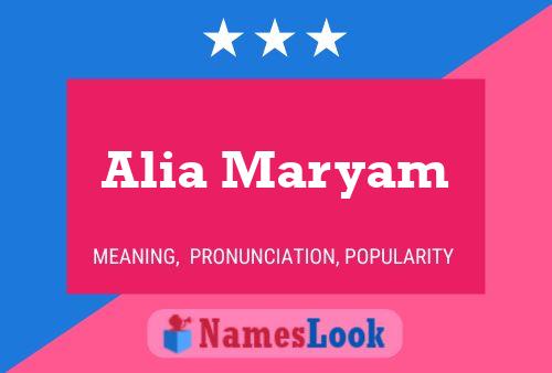 Alia Maryam Name Poster