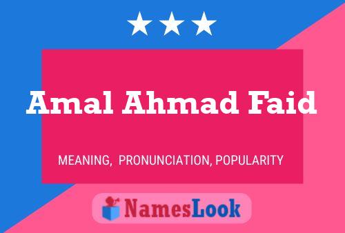 Amal Ahmad Faid Name Poster