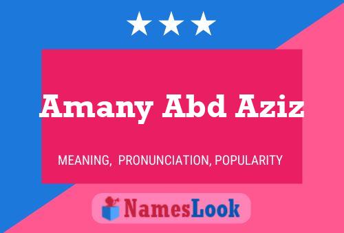 Amany Abd Aziz Name Poster