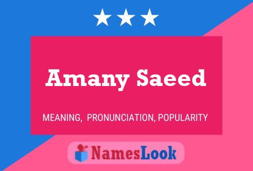 Amany Saeed Name Poster