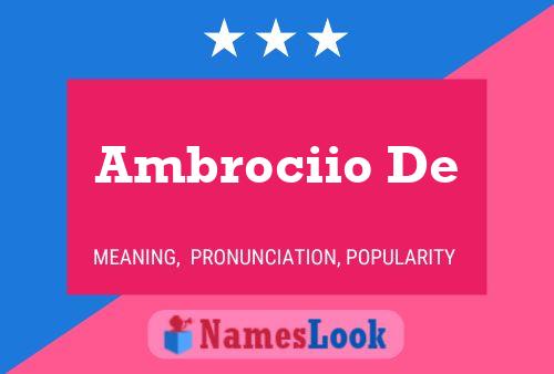 Ambrociio De Name Poster