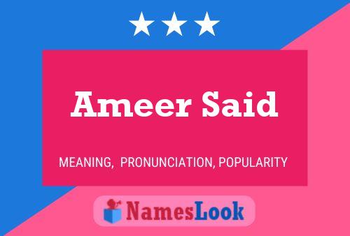 Ameer Said Name Poster