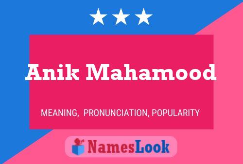 Anik Mahamood Name Poster