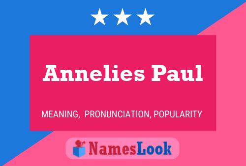 Annelies Paul Name Poster