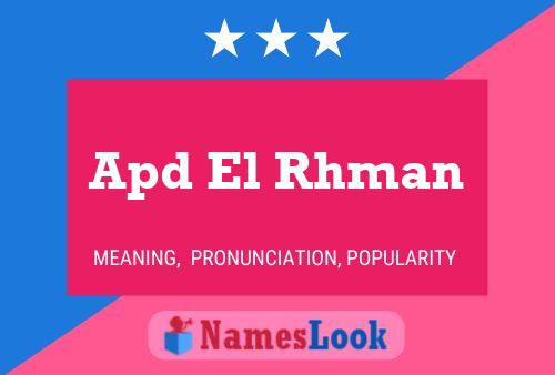 Apd El Rhman Name Poster