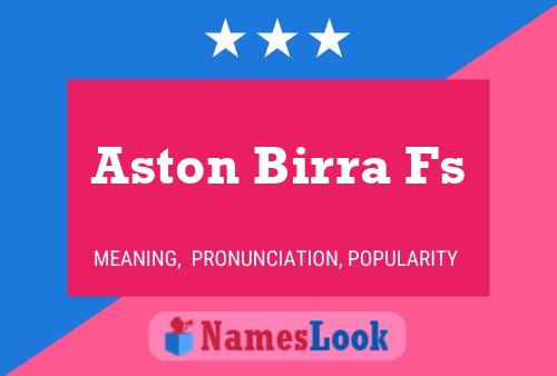 Aston Birra Fs Name Poster