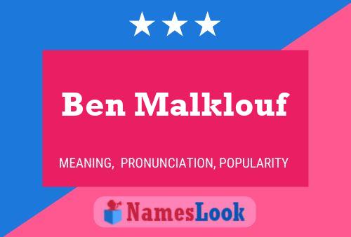 Ben Malklouf Name Poster