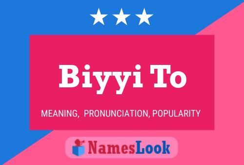 Biyyi To Name Poster