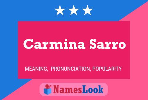 Carmina Sarro Name Poster