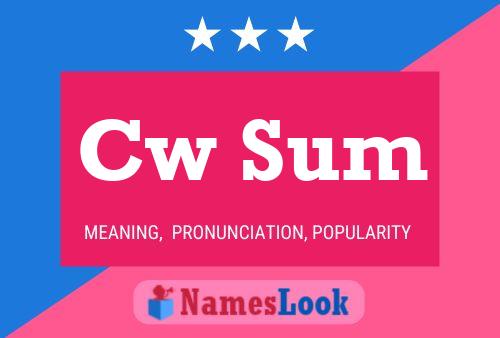 Cw Sum Name Poster