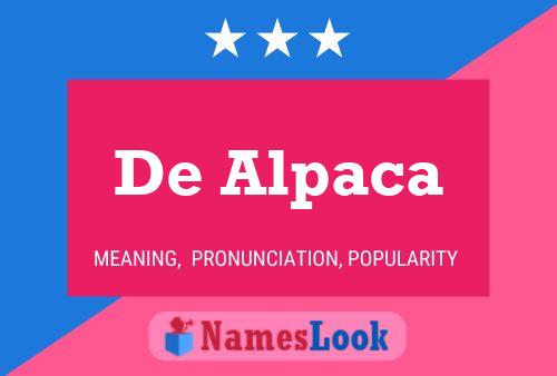 De Alpaca Name Poster