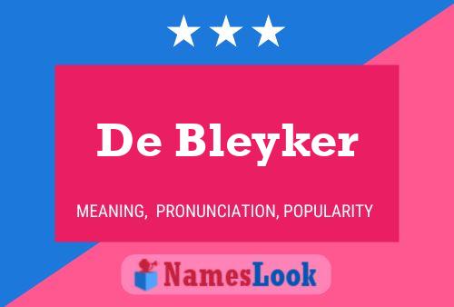 De Bleyker Name Poster