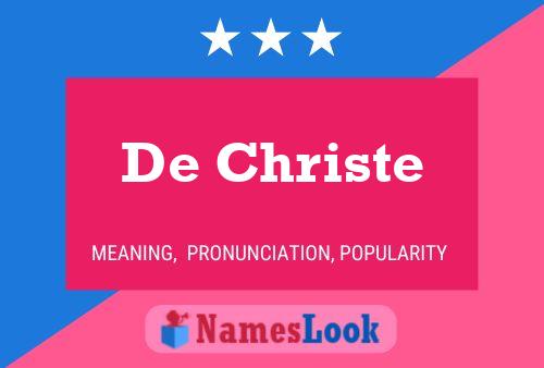 De Christe Name Poster