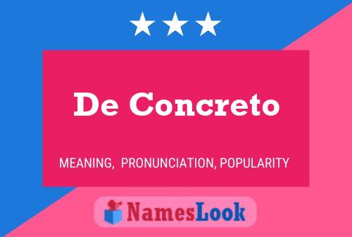 De Concreto Name Poster