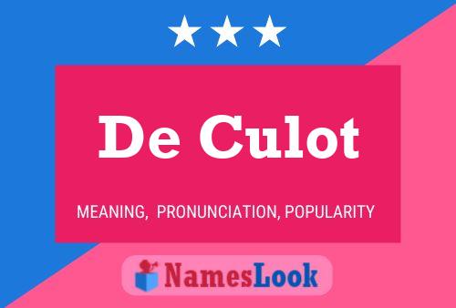 De Culot Name Poster