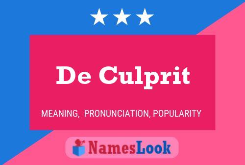 De Culprit Name Poster