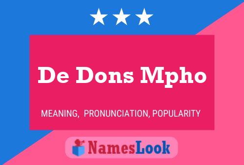 De Dons Mpho Name Poster