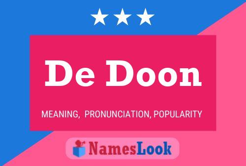 De Doon Name Poster