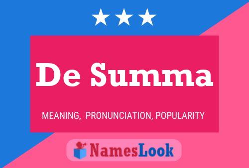 De Summa Name Poster