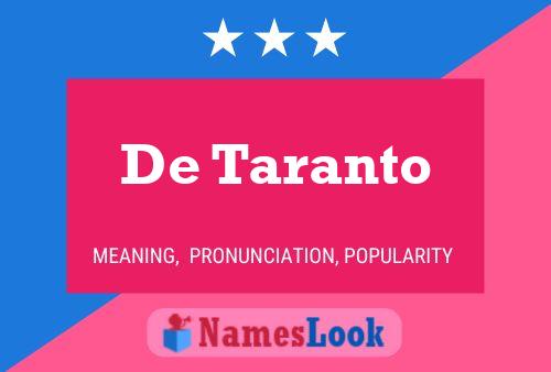 De Taranto Name Poster