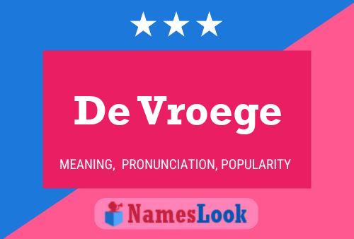 De Vroege Name Poster