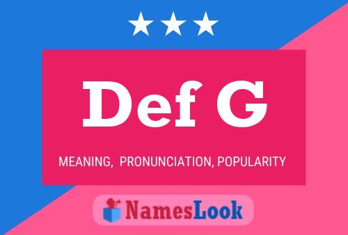 Def G Name Poster