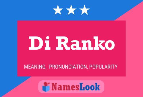 Di Ranko Name Poster