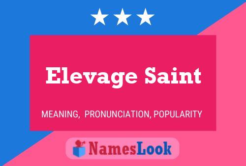 Elevage Saint Name Poster